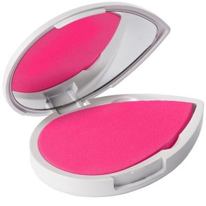 Makeup powder puff with case and mirror
