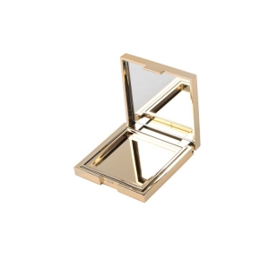 Plastic empty makeup compact with mirror gold acrylic square makeup compact cosmetic box