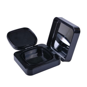 Custom 21ml High Grade Compact Powder Case Black Square Empty Double Compact Powder Case
